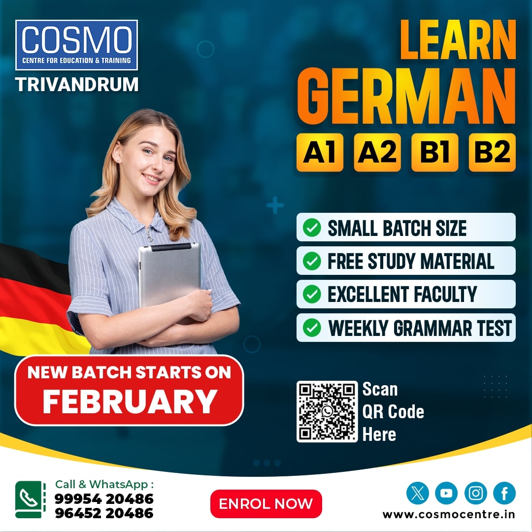 German A1, A2, B1, B2 Coaching in Trivandrum - COSMO German Centre